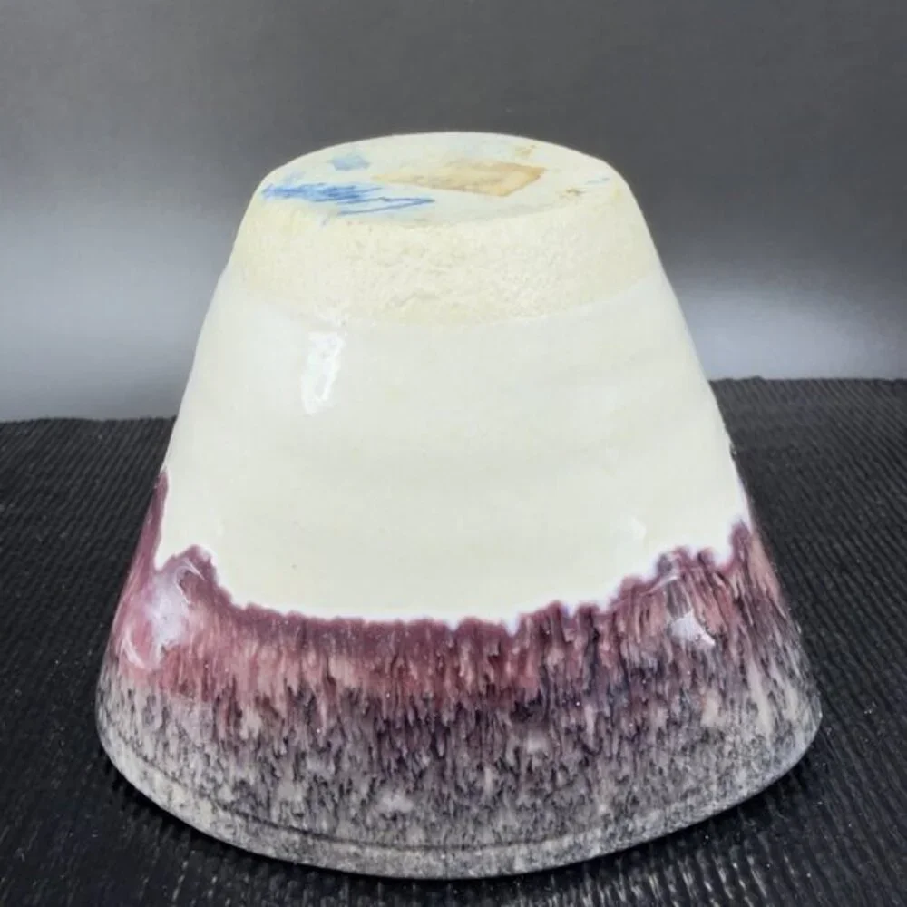 Vintage Hand Made Studio Art Pottery Signed‎ Lisa Heavy Drip Glaze Salsa Dish
